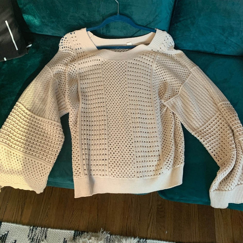 Anthropologie beige bell sleeve sweater